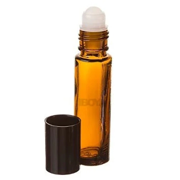 Top Quality 10ml Brown Roll On Glass Bottles with Roller Ball and Black Screw Cap