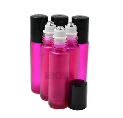 10ml FROSTED PINK ROLL ON GLASS BOTTLE