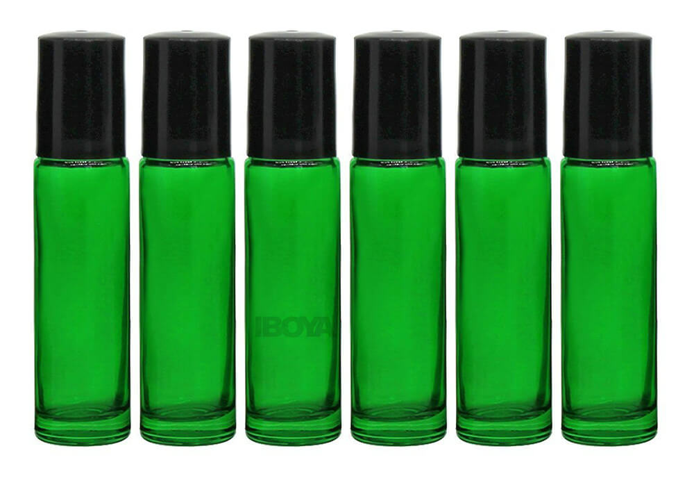 10ml Green Color Glass Roll on Bottle with and Stainless Steel roller