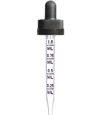 1 oz Black Plastic LDPE Child Resistant Calibrated Dropper 0.25 -1 ml - 20-400 fits 1 oz Bottle