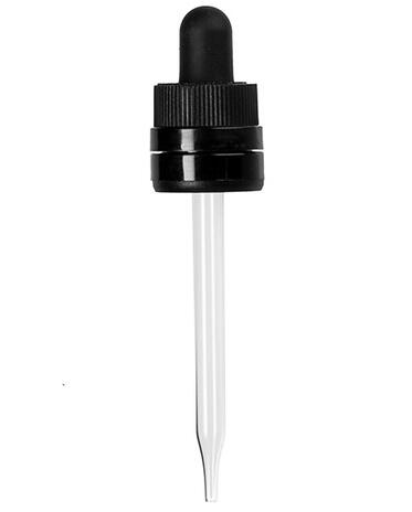 50ml Black Child-Resistant Tamper-Evident Dropper (fits 2 oz glass euro bottles)