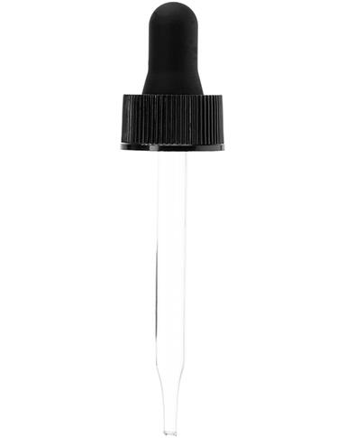 1 oz Black Glass Regular Dropper 20-400 fits 1 oz Bottles 