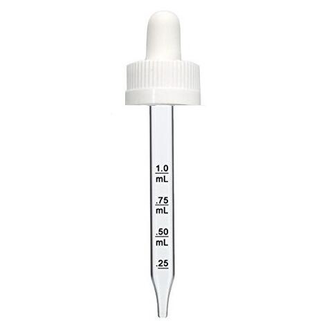 4 oz WHITE Child Resistant Calibrated Glass Dropper - 22-400 fits 4 oz Bottles 